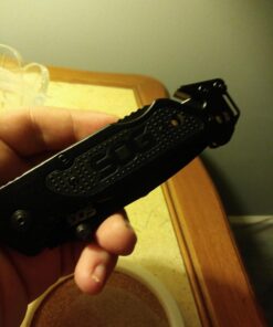 SOG Escape Tactical Folding Knife- 3.4 Inch Serrated Edge Blade Emergency Pocket Knife with Glass Breaker, Wire Stripper and Line Cutter Blades-Black (FF25-CP) Escape - Hardcased Black 40 71MpvboYdyL