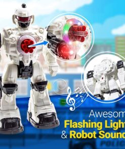 WolVolk 10 Channel Remote Control Robot Police Toy with Flashing Lights and Sounds, Great Action Toy for Boys 27 71Mr0iThbNL
