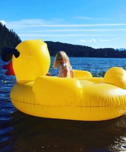 Game 5000-BB Giant Derby Float, Fun Rubber Duck, Quick-Fill Valves Pool Rafts & Inflatable Ride-ons, 300 lb Capacity, Built-In Cup Holders, 81” L x 76” W x 44” T Without Pump 35 71MrXTVW22L