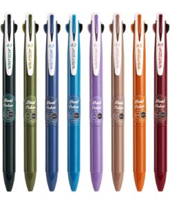 WRITECH Multicolor Gel Pens 0.5, 2 In 1 Colored Pens Fine Point,Black & Vintage Color,Assorted Ink,8-Count Vintage&Black
