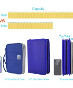 YOUSHARES 192 Slots Colored Pencil Case, Large Capacity Pencil Holder Pen Organizer Bag with Zipper for Prismacolor Watercolor Coloring Pencils, Gel Pens & Markers Artist (Blue) blue 13 71Mt9rZzJfL