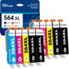 Tounker 564XL Ink Cartridges 10 Packs Compatible Replacement for HP 564XL 564 XL Ink Cartridge for Hp DeskJet 3520 3522 Officejet 4620 Photosmart 5520 6510 6515 6520 7520 7525 Printer (4B/2C/2M/2Y) 8 71MtOxREYBL