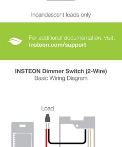Insteon Smart 2-Wire Dimmer Wall Switch, Incandescent/Halogen Bulbs Only, No Neutral Required, 2474DWH (White) - Insteon Hub required for voice control with Alexa & Google Assistant White Dimmer Switch 2-Wire 14 71Mu5ybcY4L