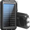TOMETC Solar Power Bank 36800mAh Portable Solar Charger 5V3.1A,QC 3.0 Dual 2 USB,LED Flashlights Port Strong LED IPX7 Flashlight,Waterproof, Dustproof, Shockproof (Black) Black 11 71MuOGudKSL