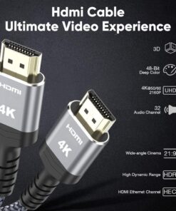 Highwings 4K 60HZ HDMI Cable 6.6FT, 18Gbps High Speed 2.0 Braided Cord-Supports (4K 60Hz HDR,Video 4K 2160p 1080p 3D HDCP 2.2 ARC-Compatible with Ethernet Monitor PS 4/3 HDTV 4K Fire Netflix 6.6 feet Grey 27 71MudRfIyvL