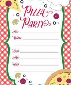 Pizza Party Invitations - Fill In Style (20 Count) With Envelopes