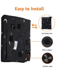 Amazon Basics Portable Travel Window Blackout Curtain Shades with Suction Cups-Black, 1-Pack, 78 by 50 inches - 1 Pack, Moon and Stars 23 71MuvVIPcL