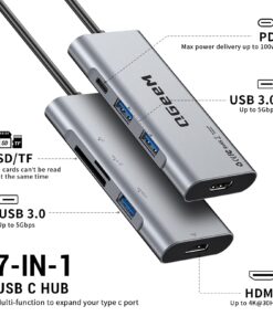 USB C Hub, QGeeM USB C to HDMI Adapter 4k, 7 in 1 USB C Dongle with 100W Power Delivery,3 USB 3.0 Ports, SD/TF Card Reader, Compatible for MacBook Ipad HP Dell XPS and More Type C Device Grey 26 71MvHkuCKcL