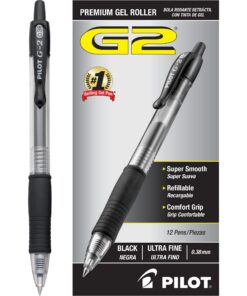 Pilot, G2 Premium Gel Roller Pens, Ultra Fine Point 0.38 MM, Pack of 12, Black Black Ink 29 71MvIAAwopL