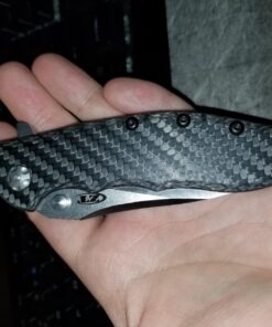 Zero Tolerance 0562CF Hinderer Slicer Folding Knife; 3.5” CPM-20CV Stonewashed and Satin Steel Blade, Carbon Fiber Front Handle, KVT Ball-Bearing Opening, Frame Lock and Reversible Pocketclip; 5.5 OZ… 3.5" 49 71MvNQQt9DL