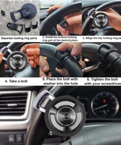 Fouring BL Steering Wheel Knob Spinner - Universal Non-Slip Fit, ABS & Premium High Gloss Chrome Plated Finish Suicide Knob with Metal Ball Bearing & Easy Installation (Black Platinum) Black Platinum 9 71MwMyM61YL 1