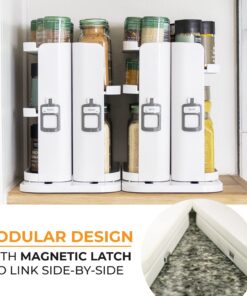 Cabinet Caddy SNAP! Sliding Spice Rack Organizer for Cabinet, Just Pull & Rotate, 3 Snap-In Shelves Adjust for 5 Levels of Storage, Magnetic Modular Design, Non-Skid Base, 8.9”H x 6.1”W x 10.8”D 32 71MwVPuXzCL