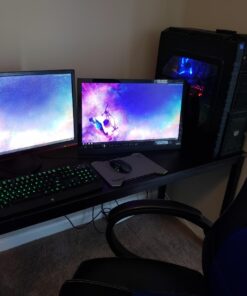 Need 55 Inch Large Computer Desk - Modern Simple Style Home Office Gaming Desk, Basic Writing Table for Study Student, Black Metal Frame, Black 55 inches 33 71MxDDBONKL