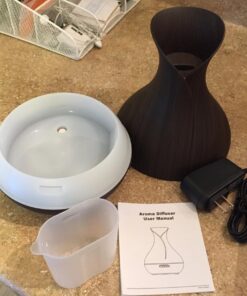 OliveTech Aroma Essential Oil Diffuser, 400ml Ultrasonic Cool Mist Humidifier with Waterless Auto Shut-Off and Cleaning Kit for Home, Yoga, Office, Spa, Bedroom, Baby Room - Wood Grain A-dark Wood 57 71MxMbfvezL