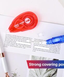 Vobou Whiteout Correction Tape, Easy To Use Applicator for Instant Corrections Correct Wrong Writing At Any Time, For school, Office (Red and Blue, 12pack, 6M/256" x 0.2") Blue/Red 31 71MxdCOswyL