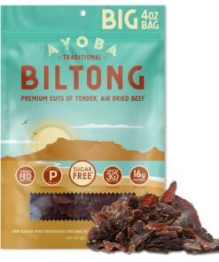 Ayoba Traditional Grass Fed Beef Biltong Slices (4 Ounce, Pack of 1) Keto Friendly Air-Dried Grass Fed Beef Paleo Snacks - Gluten Free, Whole 30 Approved, No Sugar, No Carb Meat Snacks 4.00 Ounce (Pack of 1) 22 71My3n5j hS
