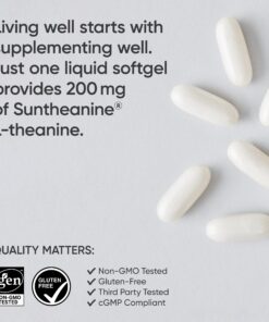 Sports Research Double Strength L-Theanine Supplement - Suntheanine Softgels for Focus, Relaxation & Alertness - Non-Drowsy Support Made with Coconut Oil, Non-GMO & Gluten Free - 200mg, 60 Count 23 71MyWhJUzL