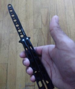 Moon Boat 2PCS Butterfly Knife Trainning Practice Comb Unsharpened Blade Black Silver 41 71MzbqPsPRL