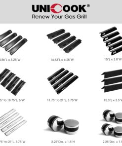 Unicook Universal Replacement Heavy Duty Adjustable Porcelain Steel Heat Plate Shield, Heat Tent, Flavorizer Bar, Burner Cover, Flame Tamer for Gas Grill, Extends from 11.75" up to 21" L, 4 Pack 22 71N AHbO4uL