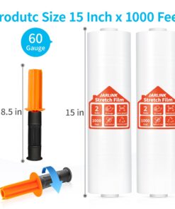 Alternative view of JARLINK Stretch Film, 15 Inch x 1000 Feet Shrink Wrap for Pallet Wrap, Industrial Strength Stretch Wrap with Handles, Moving Wrapping Plastic Roll, 60 Gauge, 2 Pack, Clear