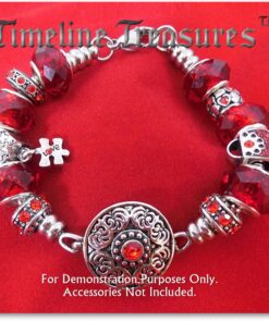 Timeline Treasures Charm Bracelet for Women, Fits European Bead Charms, Snap Button, 7.5 Inch 7.5 Inches (19 cm) 11 71N1rNhLML