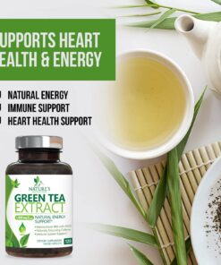 Green Tea Extract Capsules 1000mg 98% Standardized EGCG - 3X Strength for Natural Energy - Heart Support with Polyphenols - Gentle Caffeine - 120 Capsules 120 Count (Pack of 1) 12 71N1vtWIgFL