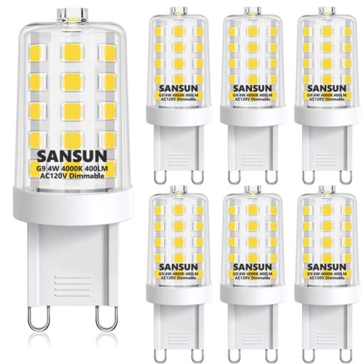 SANSUN A19 LED Light Bulbs 40 Watt Equivalent, 4000K Daylight White, Dimmable, 6-Pack 6 Count (Pack of 1) 4000k (Daylight Glow)