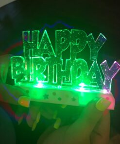 Dazzling Flashing Happy Birthday Cake Decoration - 3.25" x 4.75" (1 Count) - Perfect Celebration Centerpiece 41 71N2jxA2B5L