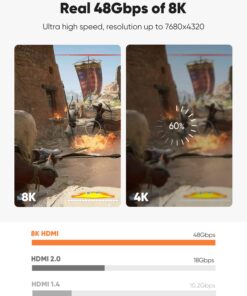 Snowkids 10K 8K HDMI 2.1 Cable 10FT 2-Pack, 48Gbps Certified High Speed HDMI® Braided Cord (8K@60Hz, 4K@120Hz) HDCP 2.2&2.3, DTS:X, eARC,HDR10, Dynamic HDR, Compatible with Roku TV/HDTV/PS5/Blu-ray 10 feet Red 14 71N43e39jaL