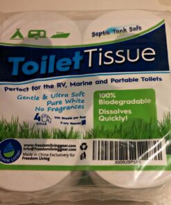 Freedom Living Septic Tank Safe Toilet Tissue (2-Ply, 4 Rolls, 500 Sheets each) For RV, Camping & Marine, Biodegradable,-Natural Alternative to Septic System Treatment Chemicals, Cleaner 4 Count (Pack of 1) 26 71N4ORZPBVL 2