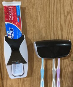 WAYCOM Dust-Proof Toothpaste Dispenser Toothpaste Squeezer Kit (Black) Black 25 71N4Vo7cQL