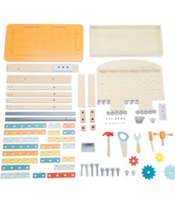 Amazon Basics Wooden Play Toy Tool Set and Workbench for Toddlers, Preschoolers, Children Age 3+ Years, 36 cm D x 58 cm W x 77.9 cm H, Multicolor 15 71N4bIE9WdL