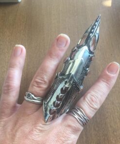 PiercingJ Men's Knuckle Joint Full Finger Double Ring Punk Rock Gothic Hinged Activity Rings Halloween Cosplay Costume Accessories Jewelry Armor#07 38 71N4uxVrl2L