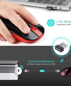 LeadsaiL Wireless Computer Mouse, 2.4G Portable Slim USB Mouse, Silent Click Cordless Mouse 3 Adjustable Levels, 4 Buttons Laptop Mouse for Windows Mac PC Notebook AA Battery-Red 27 71N5DoUTtbL