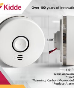 Kidde Wireless Hardwired Smoke Detector, 10-Year Battery Backup, Voice Alerts, Photoelectric Sensor Wire-Free Interconnect Combination Alarm 11 71N5H80obLS
