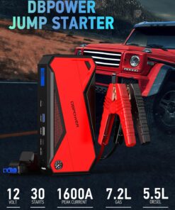 Alternative view of DBPOWER Peak 1600A 18000mAh Portable Car Jump Starter (up to 7.2L Gas, 5.5L Diesel Engine) Battery Booster with Smart Charging Port, Compass, LCD Screen and LED Light (Black/Red)