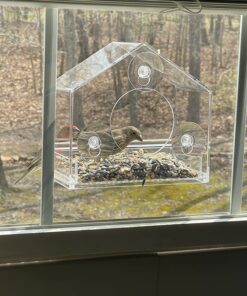 Nature Gear Window Bird Feeder - Refillable Sliding Tray - Weather Proof - Snow and Squirrel Resistant - Drains Rain Water - See Songbirds from Home! (House Style) (House Model) House 47 71N6EEuVVAL