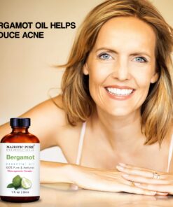 MAJESTIC PURE Bergamot Essential Oil, Premium Grade, Pure and Natural, for Aromatherapy, Massage, Topical & Household Uses, 1 fl oz 1 Fl Oz (Pack of 1) 24 71N90KM9MOL