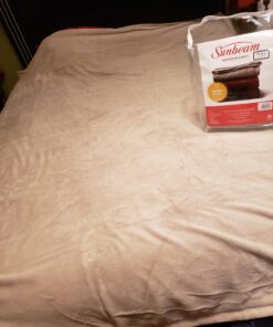 Sunbeam Royal Luxe Microplush Heated Electric Blanket Full Size, 84" x 72", 12 Heat Settings, 12-Hour Selectable Auto Shut-Off, Fast Heating, Machine Washable, Warm and Cozy, Mushroom 27 71NBeI72 BL