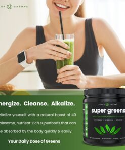 NutraChamps Super Greens Powder Premium Superfood | 20+ Organic Green Veggie Whole Foods | Wheat Grass, Spirulina, Chlorella & More | Antioxidant, Digestive Enzyme & Probiotic Blends 9 Ounce (Pack of 1) 22 71NBt4qNlKL 2