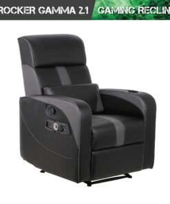 Alternative view of X Rocker Gamma Recliner Gaming Chair, 2.1 Bluetooth Audio System, Headrest Mounted Speakers, Built-in Footrest and Cupholder, 718001, 34.84" x 39.37" x 30.31", Black