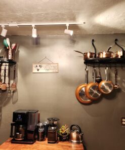 Vdomus Wall Mounted Pot and Pan Rack for Kitchen, Cookware Hanging rack with 10 Hooks Included, Hanging Pan Organizer, Black 24 x 10 Inches 38 71NCJifNV L