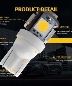 EverBright 20-Pack T10 194 Led Bulb, White 5050 5 SMD 2825 W5W 912 168 LED Bulb Replacement For Car Interior Lights Clearance Wedge Dome Trunk Dashboard Bulb License Plate Light Lamp DC 12V DC-12V 16 71NCsGclrHL