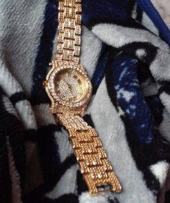 Men's 45mm Iced Diamond Watch with Roman Dial and Bling-ed Out Adjustable Metal Strap - Quartz Movement - 14k Gold or Silver - Watch, Bracelet Set or Tennis Chain Set 26 71NE8aMFYdL