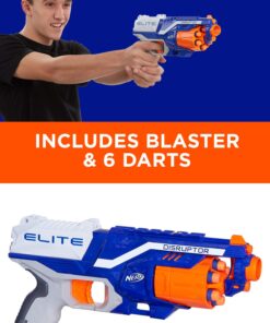 Nerf Disruptor Elite Blaster - 6-Dart Rotating Drum, Slam Fire, Includes 6 Official Nerf Elite Darts - for Kids, Teens, Adults, (Amazon Exclusive) Classic 28 71NENgNqAFL