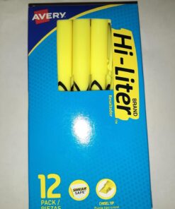 Avery Hi-Liter Pen-Style Highlighters, Smear Safe Ink, Chisel Tip, 12 Fluorescent Yellow Highlighters (23591) 12 highlighters 21 71NETbizCnL