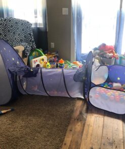 Homfu 3 in 1 Pop up Kids Play Tent with Tunnel Ocean Ball Pit Pool with Basket Hoop for Toddler Boys Girls to Play and Craw Indoor&Outdoor As Birthday Gift Purple Ball Pit 27 71NFmcUEMIL