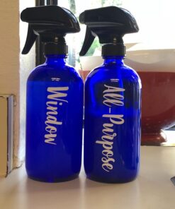 Empty Blue Glass Spray Bottles (2 Pack) - BPA Free - Large 16 oz Refillable Bottle for Plants, Pets, Essential Oils, Cleaning Products - Black Trigger Sprayer w/Mist and Stream Settings 26 71NGpUC5GUL