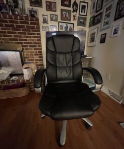 BestOffice Office Chair Cheap Desk Chair Ergonomic Computer Chair with Lumbar Support Arms Headrest PU Leather Modern Rolling Swivel Executive Chair for Back Pain Women Men Adults,Black Black 46 71NHNvhIDoL