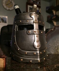 Design Toscano Knights Templar Helmet Pen Cup Desk Accessory Statue, 4 Inch, Polyresin, Pewter Finish Knight's Helmet 21 71NHj5Gyv8L